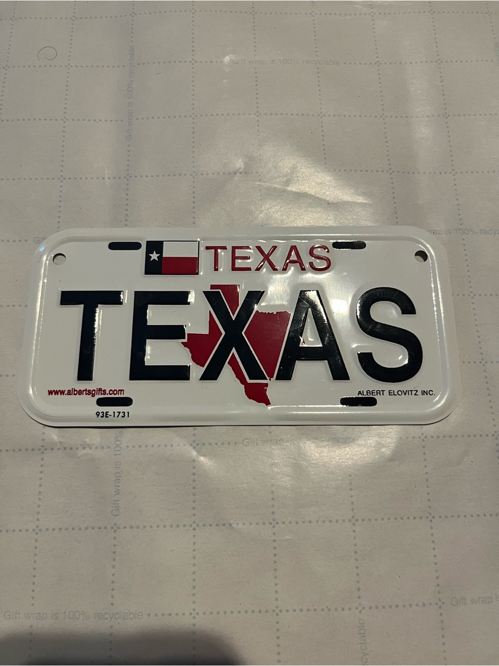 Texas Mini License Plate Sign - Red, White & Black